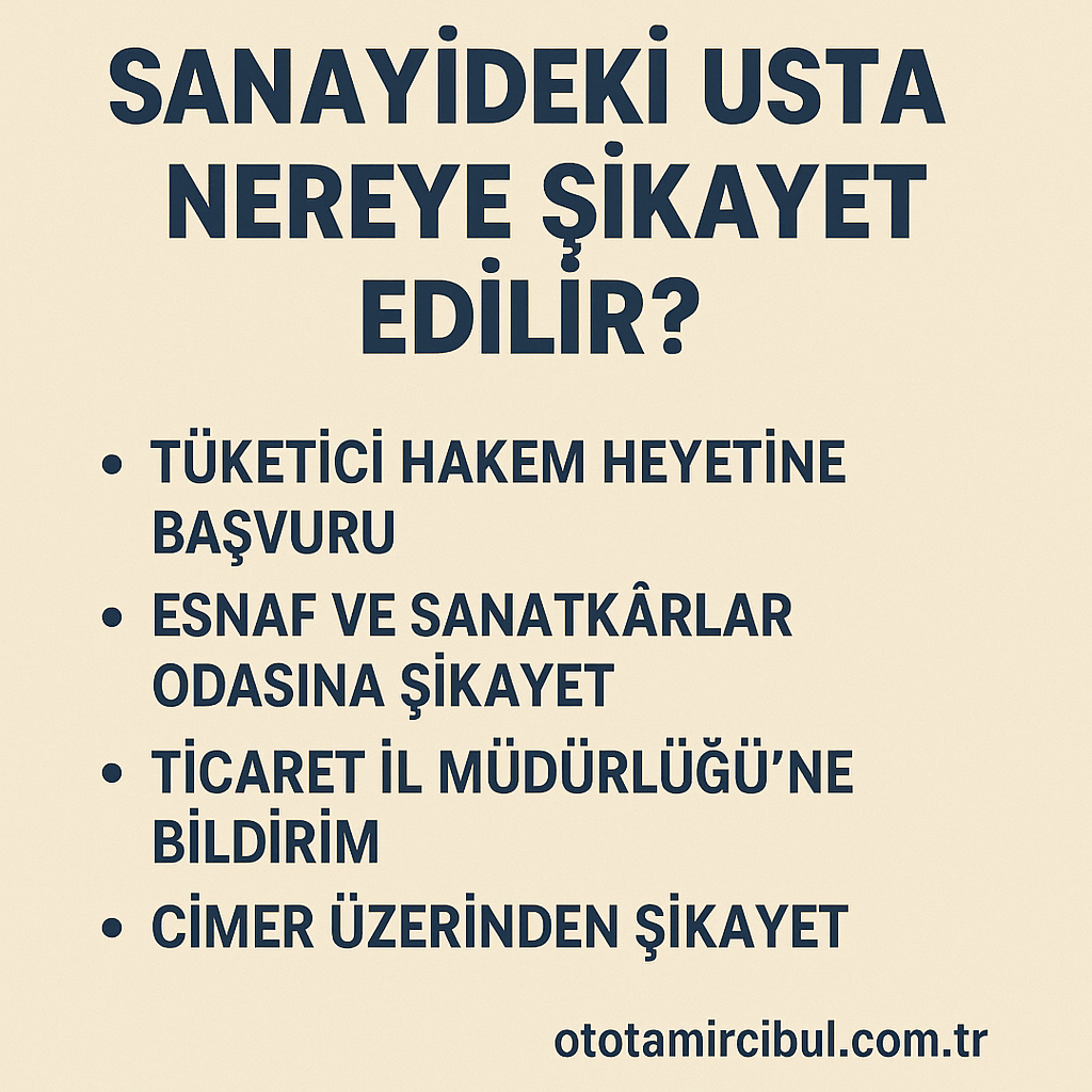 Sanayideki Usta Nereye Şikayet Edilir