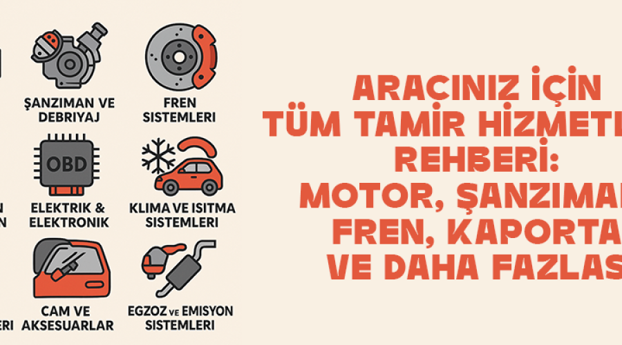 Aracınız İçin Tüm Tamir Hizmetleri Rehberi: Motor, Şanzıman, Fren, Kaporta ve Daha Fazlası